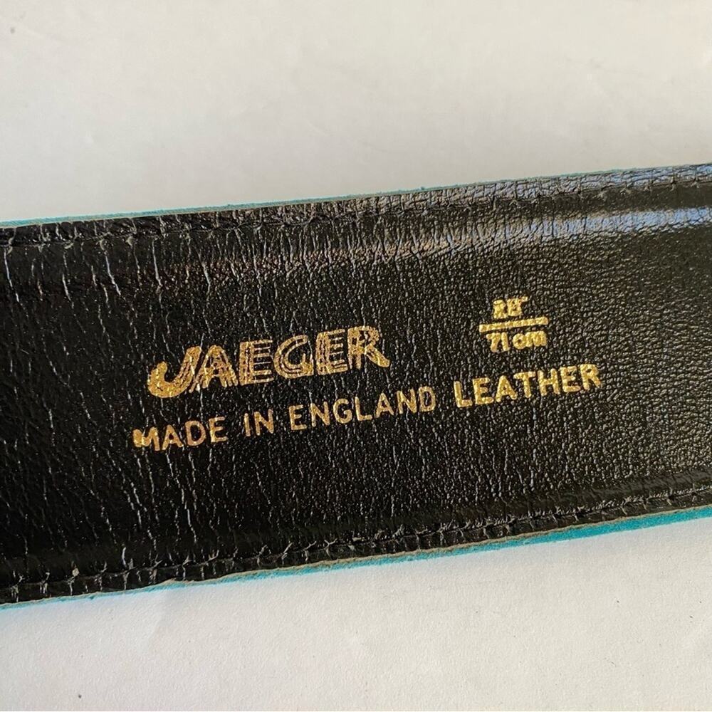 Vintage Statement Belt Jaeger Suede Turquoise‎ Wide Leather Womens 28 XS Small - Picture 4 of 9